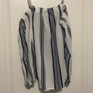 a blue and white striped formal shirt